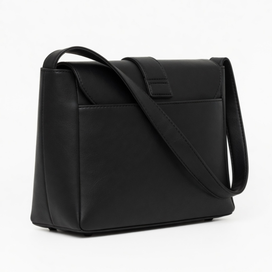 495 Black Faux Leather Shoulder Purse Bag
