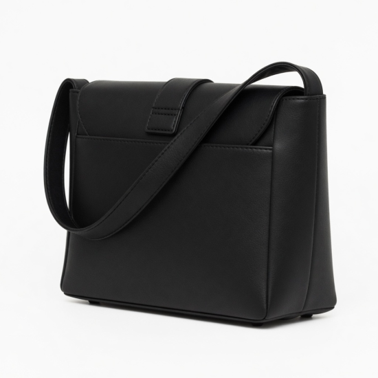 495 Black Faux Leather Shoulder Purse Bag