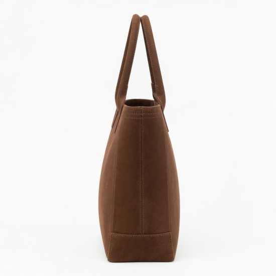 Italian Suede Tote Bag Brown 10x 17 9x 8