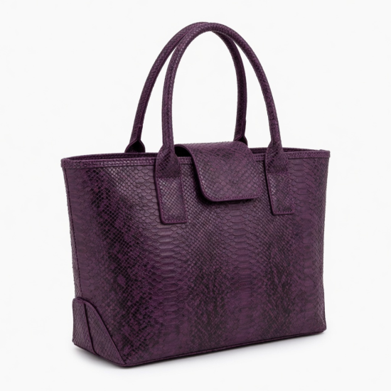 Bag Women Snake Purple Tote Black