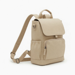 Bag Women Beige Handle Backpack Closure