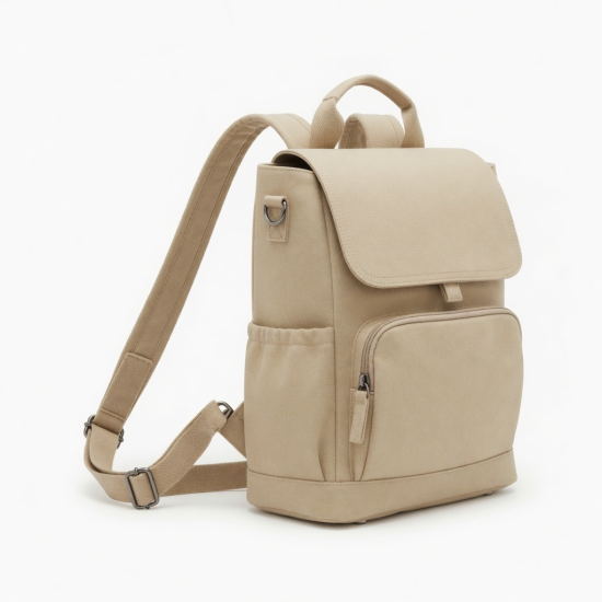 Bag Women Beige Handle Backpack Closure