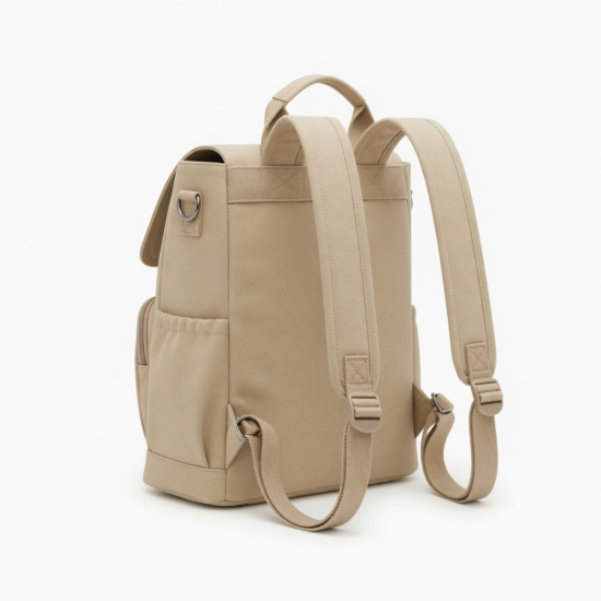 Bag Women Beige Handle Backpack Closure