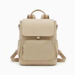 Bag Women Beige Handle Backpack Closure