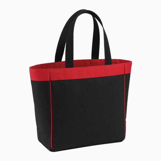 Bag Black Red Handle Tote