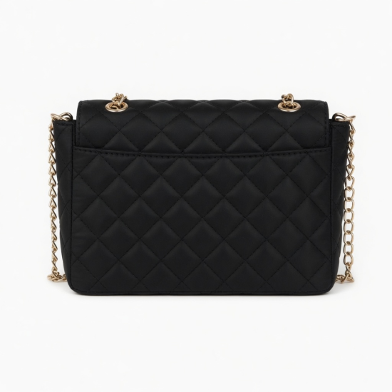 Bag Pocket Black Quilted Gold Chain Crossbody