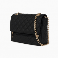 Bag Pocket Black Quilted Gold Chain Crossbody