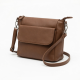 Brown Shoulder Bag For Women Faux Leather Small Detachable Strap Flap