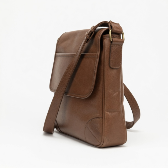 Vintage 90s Brown Leather Shoulder Bag Retro Crossbody