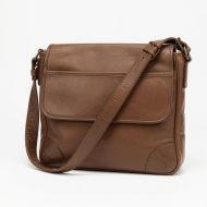 Vintage 90s Brown Leather Shoulder Bag Retro Crossbody