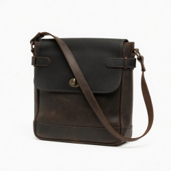 Vintage Leather Shoulder Bag Black Brown 80s 90s Retro