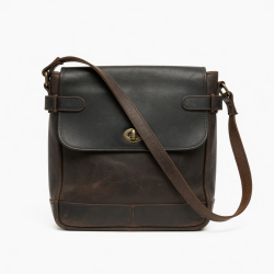 Vintage Leather Shoulder Bag Black Brown 80s 90s Retro