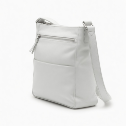 Shoulder Bag White Leather Zip A Women