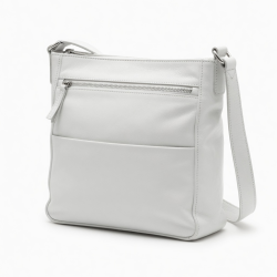 Shoulder Bag White Leather Zip A Women