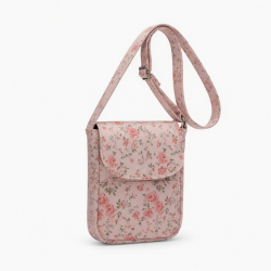 Bag Pocket Women Pink Floral Strap Small Crossbody Pouch