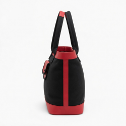 Bag Women Black Red Handle Pouch Tote