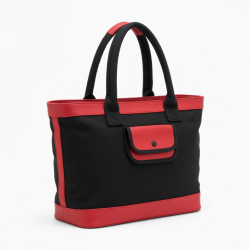 Bag Women Black Red Handle Pouch Tote