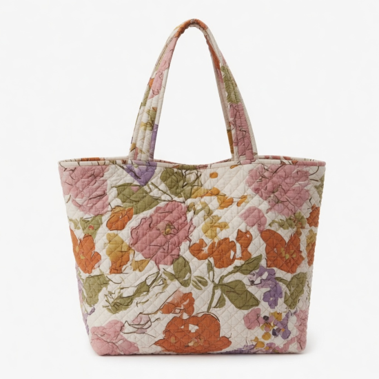 Handmade Floral Quilted Tote Bag Boho Shoulder